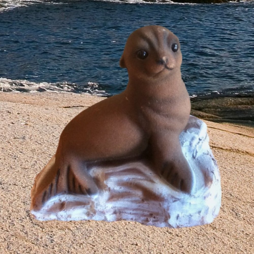 Sand Cast Seal Figurine Coastal Decor Knick Knack Home Unique Gift Idea